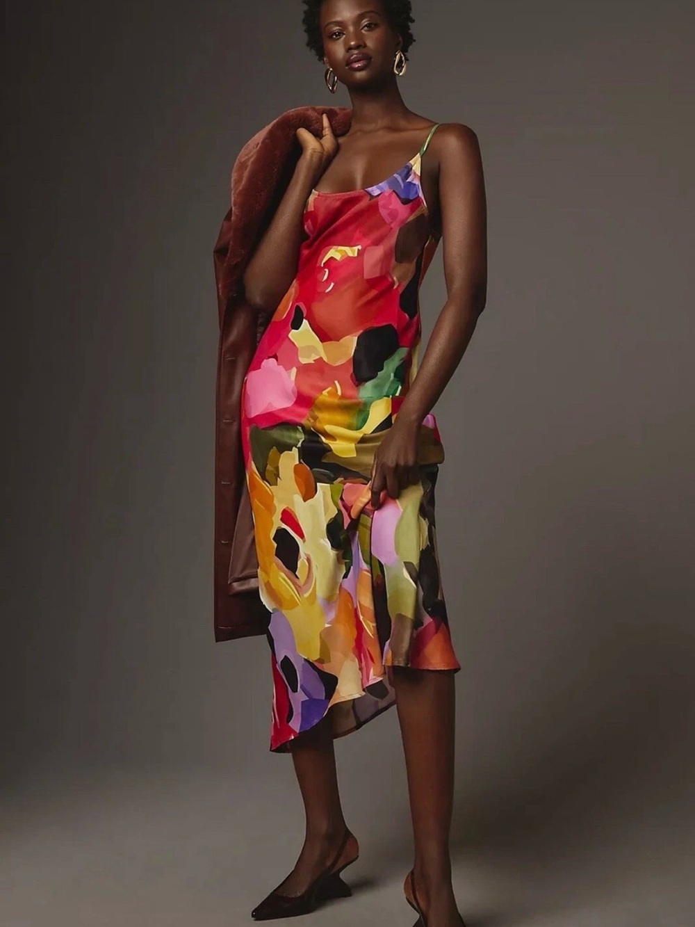 Anthropologie X Conditions Apply Elva Slip Midi Dress Sz XL